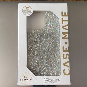 Case-Mate Sparkle iPhone 16 Case - Silver Glitter